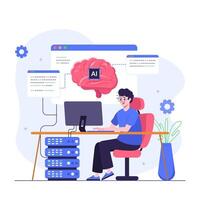 Scientists build artificial intelligence brains vector