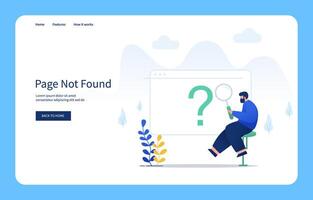 Modern Flat Design Concept Man Sitting Holding Magnifying Glass, Page Not Found For Websites And Mobile Sites. Empty States vector