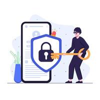 Hackers attack private accounts via mobile devices vector