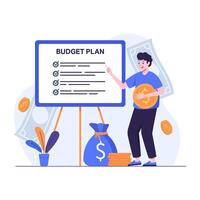 Man plans financial analyst management or spending with clipboard checklist vector