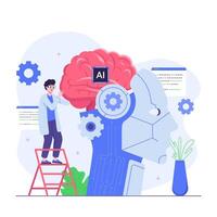 Scientists are embedding artificial intelligence brains into robot heads vector