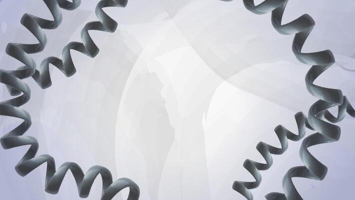 Dynamic Abstract Spiral Frame. A modern abstract background featuring metallic spirals forming a frame against a soft gray backdrop. Ideal for creating industrial or contemporary designs.