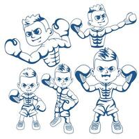 A set of cartoon boxing characters vector