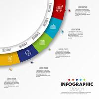 Infographic semi circle small to large template diagrame. Business concept 5 step for presentation. vector