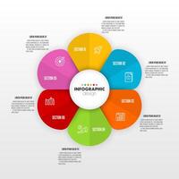Infographic flower circle template diagrame. Business concept 6 step for presentation vector