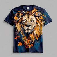 A t - shirt with a lion face on it photo