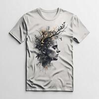 A t - shirt with a woman's face and tree branches photo