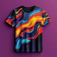 A t - shirt with colorful waves on it photo
