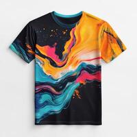 An abstract t - shirt with colorful paint splashes photo