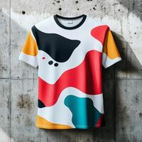 A t - shirt with colorful abstract shapes on it photo