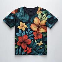An image of a t - shirt with tropical flowers photo