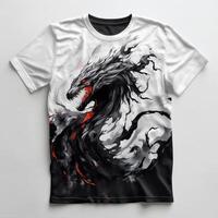 A t - shirt with a black and red dragon on it photo