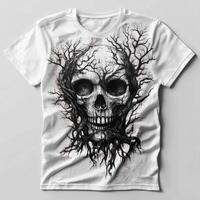 A t - shirt with a skull and tree on it photo