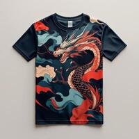A t - shirt with a dragon design on it photo