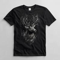 A black t - shirt with a deer head on it photo