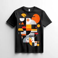 A black t - shirt with an abstract design photo