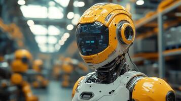 A robotic system operates within a spacious logistics hub, focused on inventory management and sorting tasks. The advanced technology enhances fulfillment processes significantly. photo