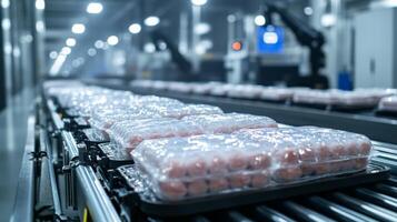 Automated systems transport packaged perishable items within a cold storage warehouse, ensuring proper temperature regulation for inventory management and distribution. photo