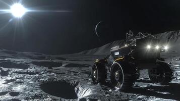 This Excavation vehicle operates on an asteroid's surface, extracting regolith for resource refinement. photo