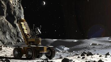 This Rover extracts regolith from an asteroid using advanced technology for resource mining. photo