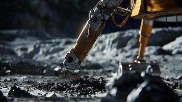 This robotic arm excavates regolith on an asteroid during space mining. photo