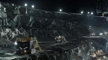 This Heavy machinery operates on an asteroid surface, extracting regolith for refining purposes. photo