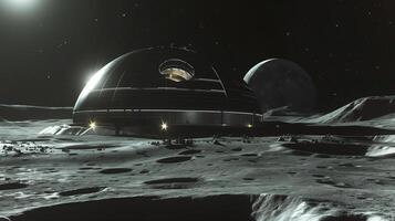 This advanced asteroid base is busy with regolith mining and resource extraction. photo