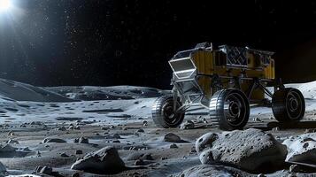 This Asteroid surface has a machine excavating regolith for resource extraction. photo