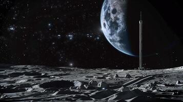 This Asteroid regolith is being excavated at a lunar refinery for future resource extraction on the Moon. photo