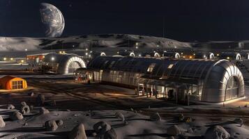 This Asteroid-based refinery operates during the night, extracting regolith for resources. photo