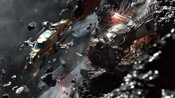This Spacecraft conducts excavation and extraction of regolith on an asteroid for resource utilization. photo