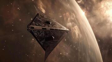 This Spacecraft excavates regolith from an asteroid in a distant galaxy during ongoing exploration. photo