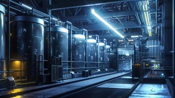 This Futuristic mining facility features advanced tools and technology for asteroid regolith extraction. photo