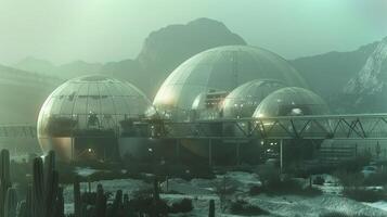 This futuristic excavation refinery operates on an asteroid's surface, extracting valuable regolith. photo