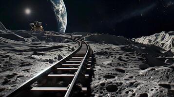 This Asteroid excavation includes regolith extraction with rail systems and refining tech. photo