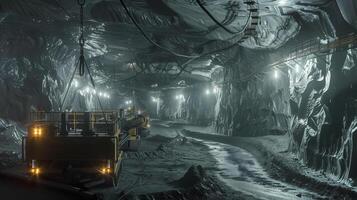 This Heavy machinery extracts regolith in an asteroid refinery using advanced low-light technology. photo