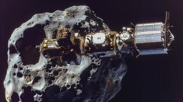 This spacecraft extracts regolith from an asteroid for resource and refinery activities. photo