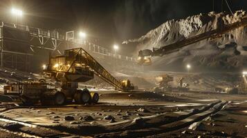 This Heavy machinery extracts regolith from an asteroid, showcasing advanced space mining techniques. photo