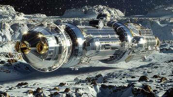 This high-tech refinery extracts regolith from an asteroid's surface. photo