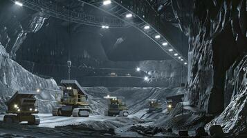 This Heavy machinery is extracting valuable regolith from an asteroid in a high-tech mine. photo