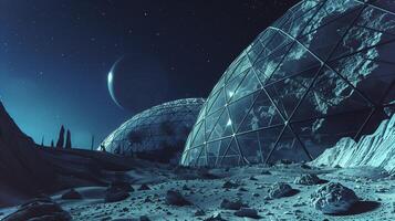 This Asteroid surface being prepared for regolith excavation and processing at a futuristic site. photo
