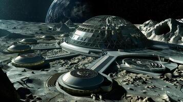 This Advanced facility on the moon dedicated to asteroid regolith excavation and resource extraction. photo