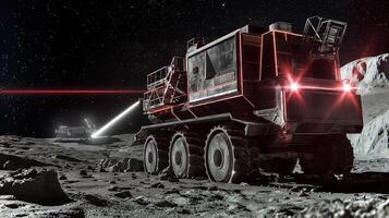 This Heavy machinery is extracting regolith from an asteroid for processing and refinement. photo