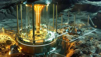 This high-tech facility is actively extracting regolith from an asteroid's surface for resources. photo