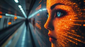A futuristic representation of artificial intelligence and automation in transportation features intricate designs and vivid imagery, highlighting mobility advancements in urban settings. photo