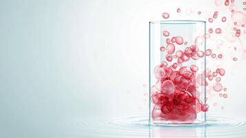 This Red fluid composed of nano particles mimicking hemoglobin for use in transfusion technology. photo