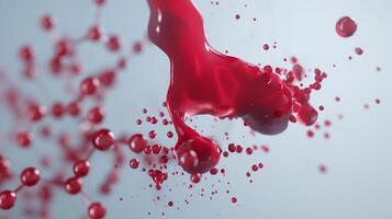 This Dynamic display of synthetic blood with nanotech, highlighting recent advancements. photo