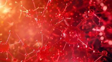 This Detailed visualization of artificial blood components showcasing hemoglobin and biofluid properties. photo