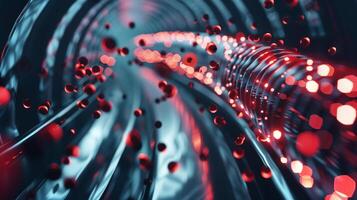 This Nano-particle synthetic blood flows through a tube, highlighting advanced medical tech. photo