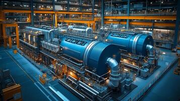 Large power generation facility showcases advanced turbine technology and intricate infrastructure, emphasizing energy production and efficient extraction methods. photo
